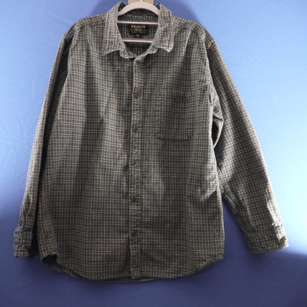 C.C. Filson Long Sleeve 100% Cotton Plaid Shirt Brown\Teal\White Size XL